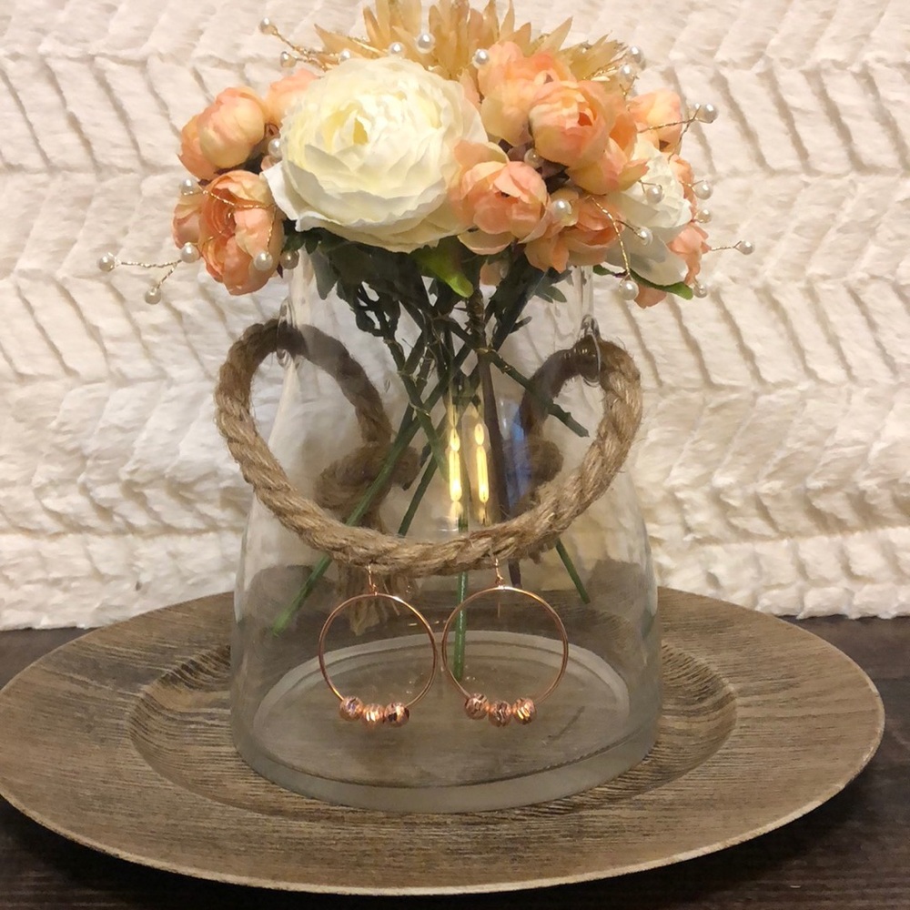 💗 Rose Gold Circle Earrings With Beads